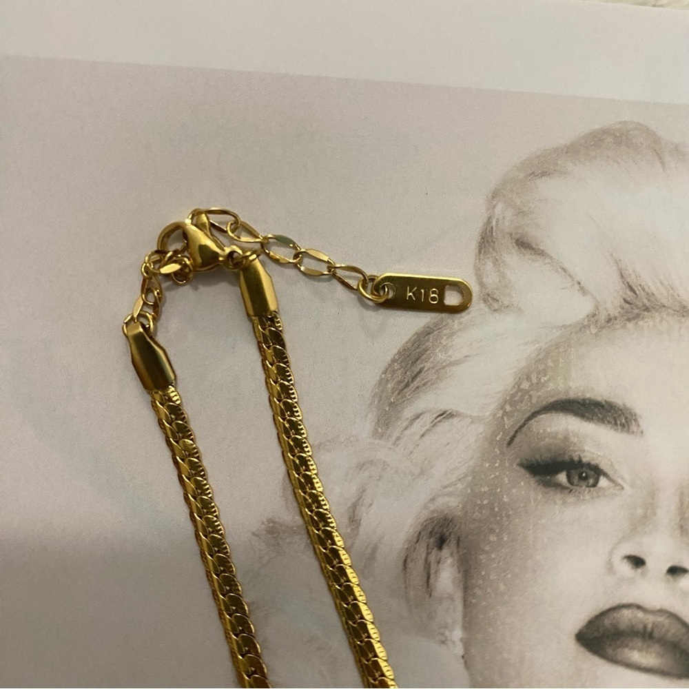 18k Gold Plated Faux Diamond Teardrop Pendant Chain Necklace - Picture 15 of 16